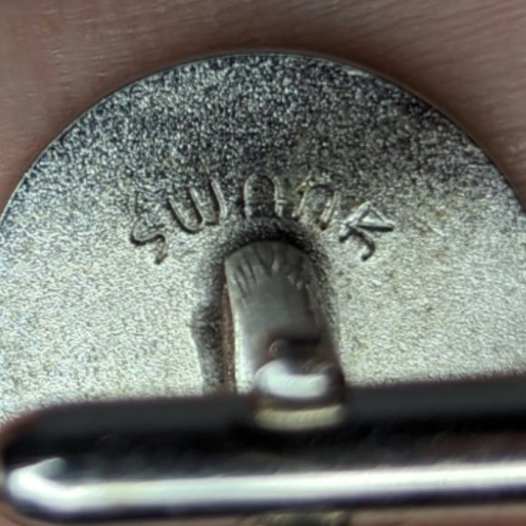 Swank Silver Tone Circle Cuff Links - Picture 5 of 7